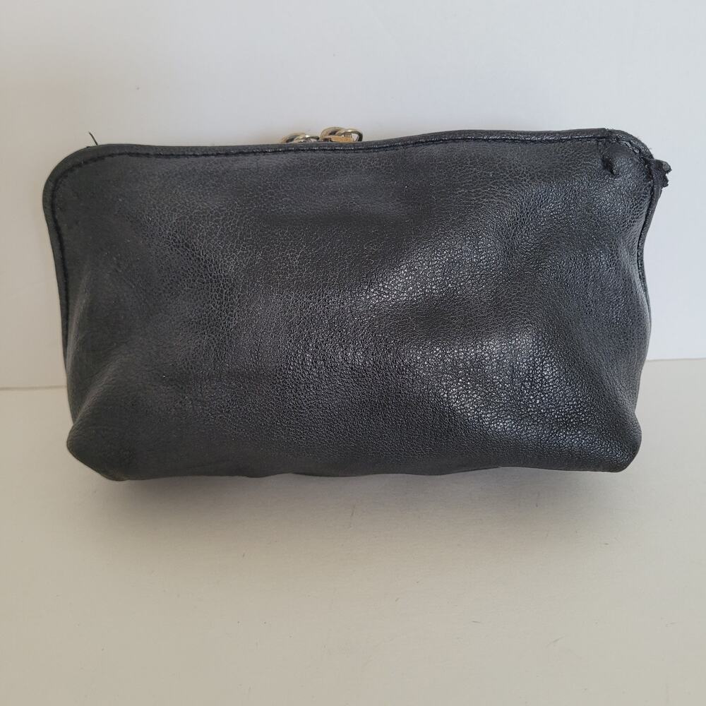 Vintage Yves Saint Laurent YSL Black Leather Cosmetic Pouch Clutch Bag Italy - Picture 2 of 16